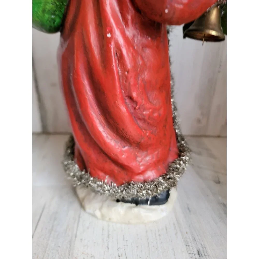 Vintage‎ santa claus tinsel robe basket xmas decor Woodland sack toy